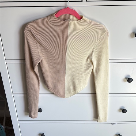 Tops - Two-Tone Ribbed Long Sleeve Top